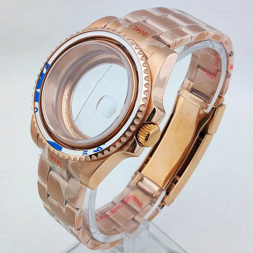 NH35 casing Cyclops belakang transparan casing pergerakan cocok NH35/NH36 Gear dapat diputar Bezel bukaan 41mm Set casing jam tangan