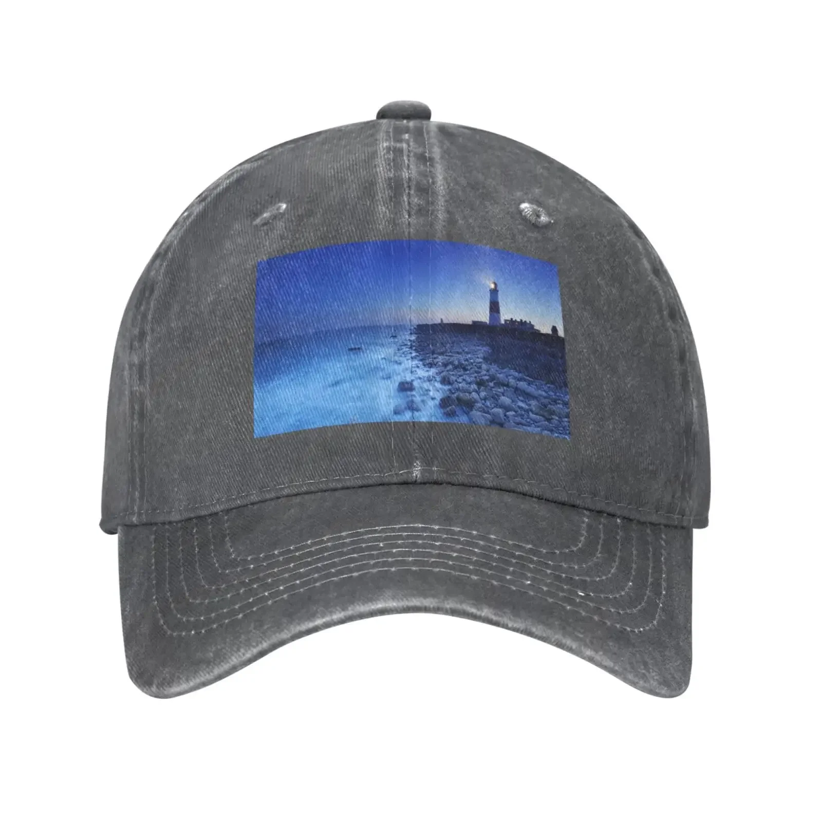 The Seaside Lighthouse Print Outdoor Baseball Cap Dad Hat with Unisex Adjustable Trucker Cap Sun Hats Sport Hat Deep Heather