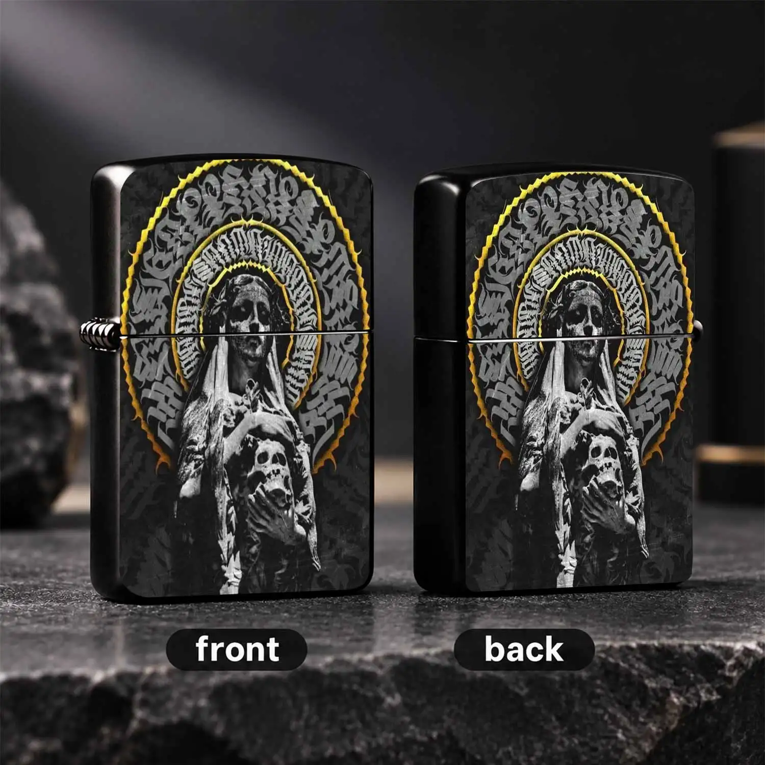 Vintage Gothic Saint Skull Art Themed Lighter, Retro Textured Cool Unique Portable Igniter, Daily Carry Practical Accessory, Creative Exquisite Gift For Art Lovers, Multi-Scenario Adaptation Durable Stylish Functional Daily Use Ignition Too