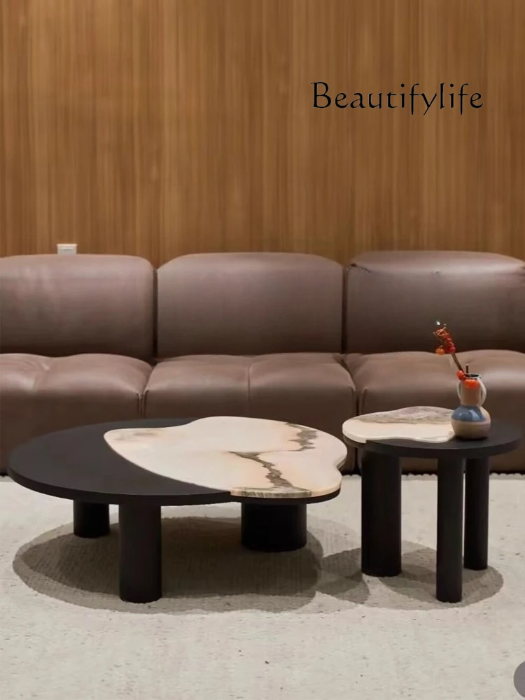 

Italian minimalist luxury stone coffee table combination living room special-shaped side table designer villa personality