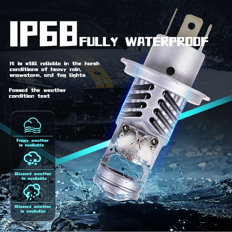 كارولين H4 H7 LED 12 فولت عدسة العارض عالية منخفضة شعاع سيارة ضوء لمبة صغيرة التوصيل اللعب 24 فولت