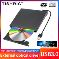 TISHRIC External CD DVD Reader USB2.0/3.0/Type-c External Disk Drive CD-ROM DVD-ROM Optical Only Read For Laptop Desktop PC