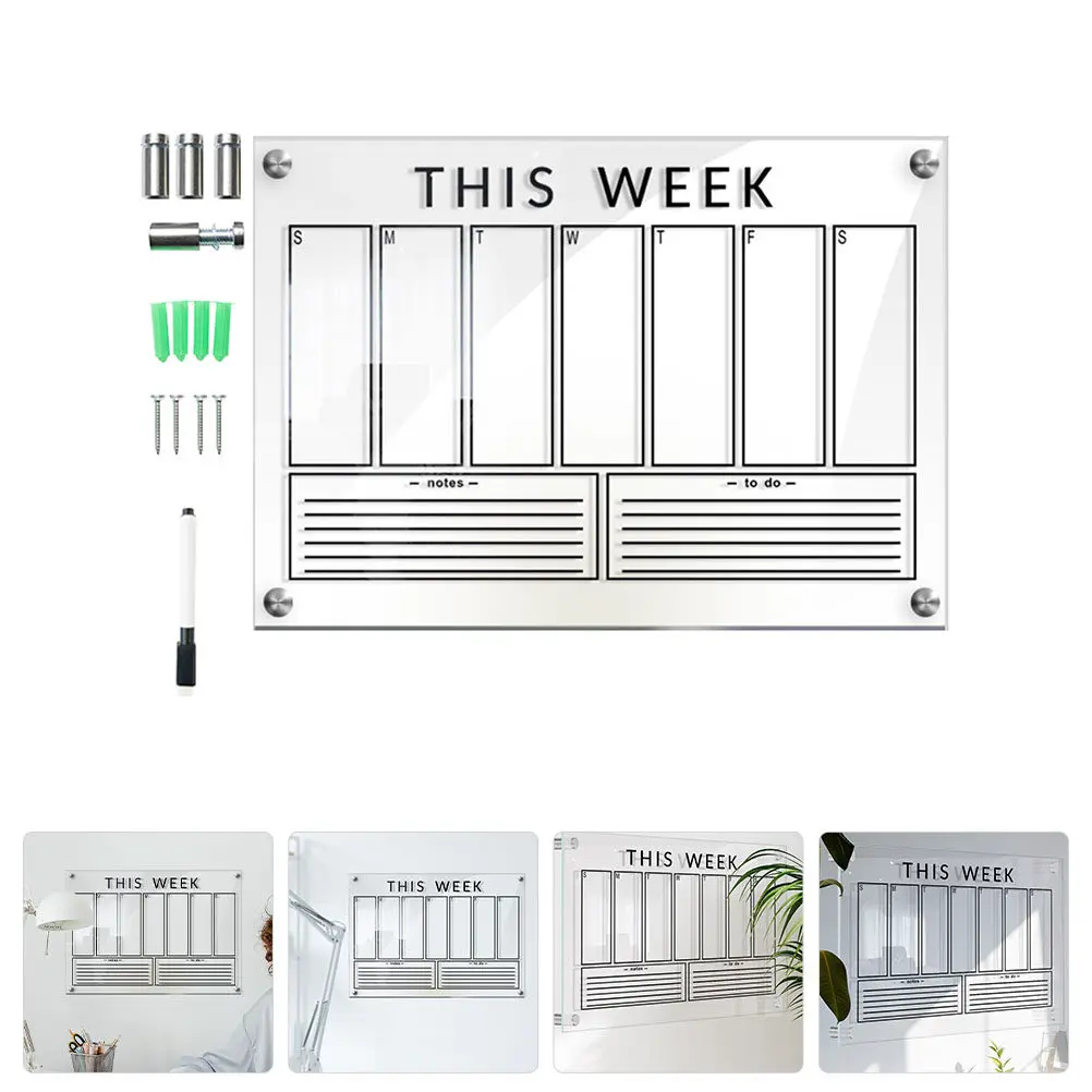 1Set Premium Acrylic Erasable Message Board Compact Hanging Planning Board for Family Restaurant Bulletin DIY Door Sign Wall