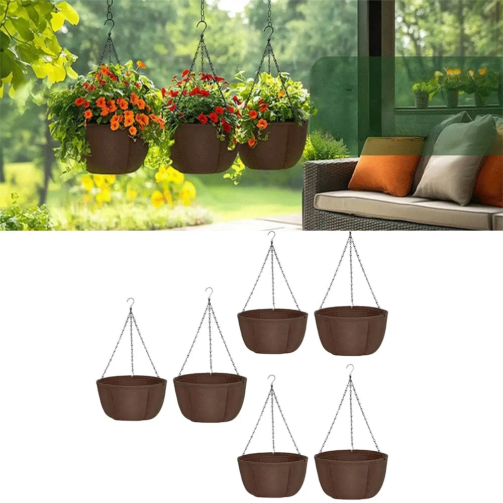 

Набор из 3 подвесных кашпо 10/12 дюймов для цветов, для улицы и дома, с дренажными отверстиями и цепью