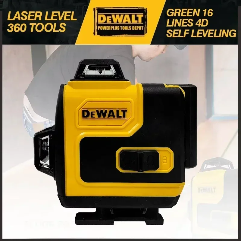 Dewalt laser nível 360 verde 16 linhas 4d auto nivelamento 360 horizontal vertical feixe super poderoso ferramentas de construção original