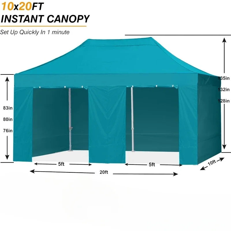 Easy Pop Up Canopy Tent with Sidewalls 10X20 Commercial -Series MULTIPLE USE OCCASIONS