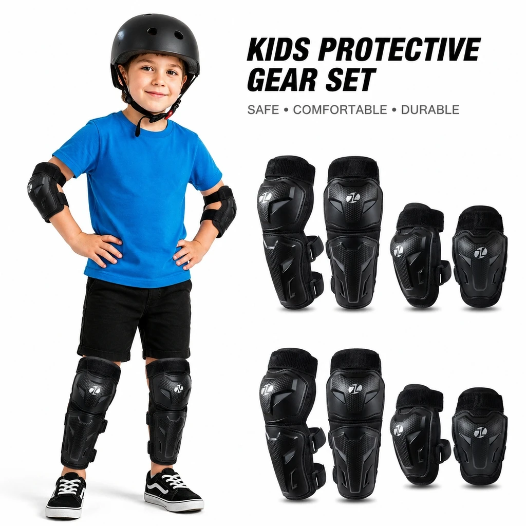 Kids Protective Gear 4‑Pcs Set - Knee Guard Hard recension och pris
