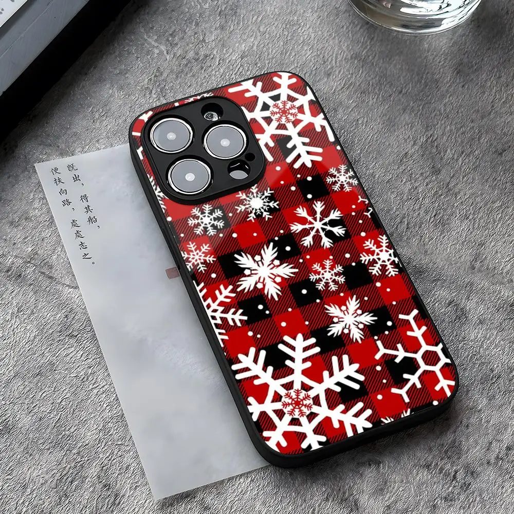 Christmas snowflake tree Phone Case Tempered Glass For iPhone 14 13 16 12 15 11 Pro XS Max Plus Mini X XR SE2020 Coque image 4