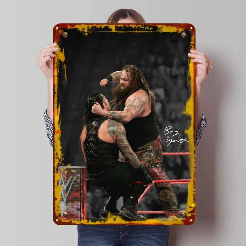 Bray Wyatt Vs. Romain Reigns Metal Sign Sports Poster Wall Decoration Items Custom Tinplate Signs for Wall Art Decoration Plates