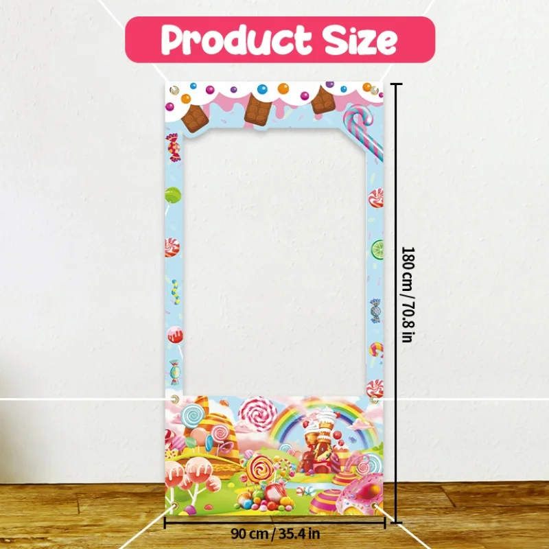 Vibrant Candy Themed - Colorful Photo Props Backdrop for Birthday Shower Candy Theme Party Decoration Supplies - Festive Home