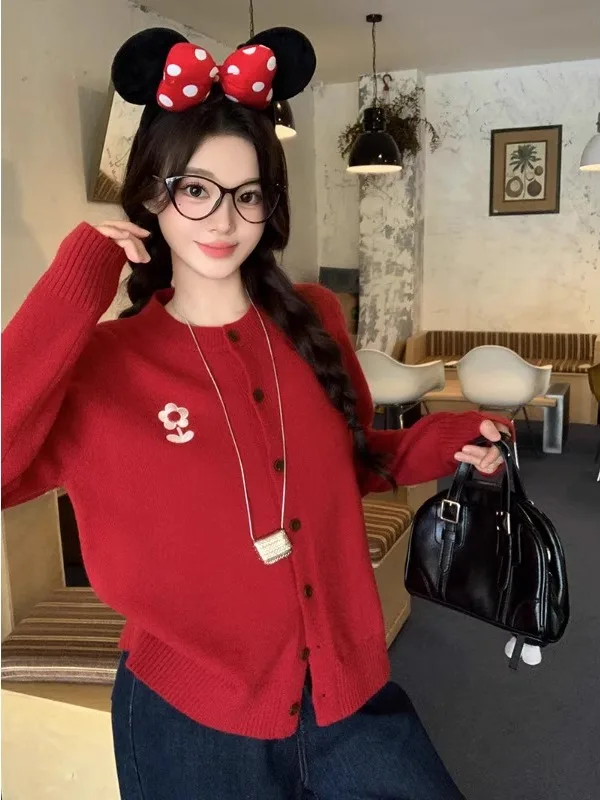 

plus Size Women's Soft Floral Knitwear Jaet Autumn New Sle Slimming Versatile Comfortable Korean Sle Long Sve Top