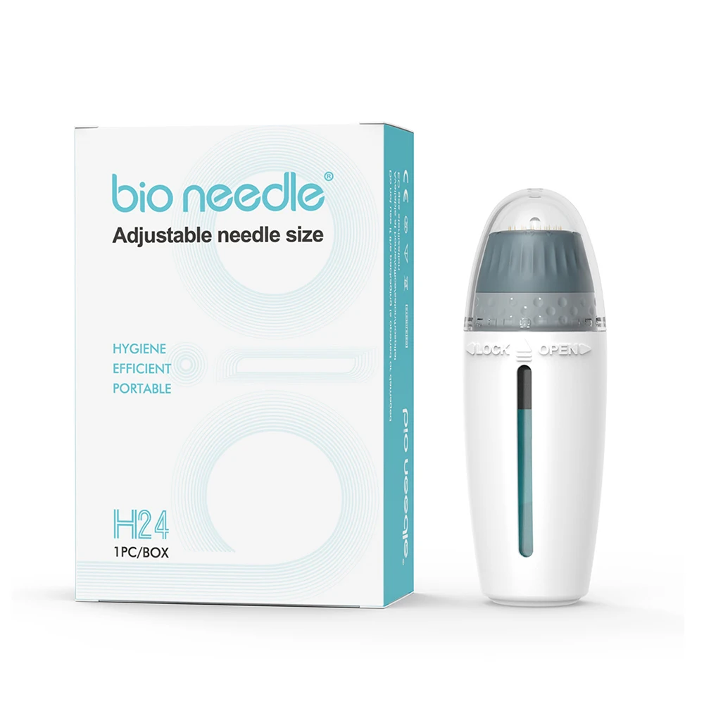 Titânio Micro Needling Microneedle Tool, Aplicador de soro para cuidados com a pele, Selo Derma ajustável, Bio H24 Titânio