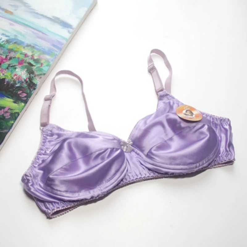 3pcs/lot  silk underwear  binding anti convex point silk bra, 100% mulberry silk thin style, without steel ring double-sided