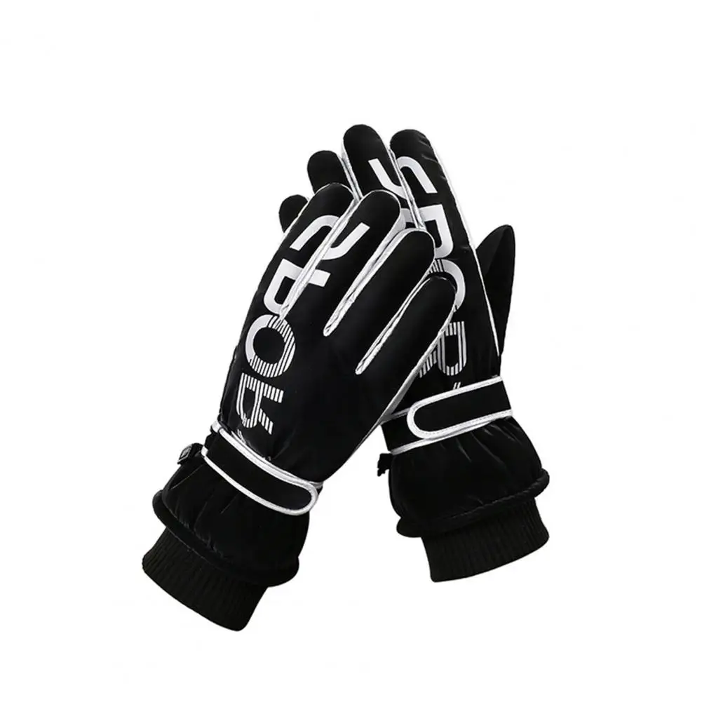 Guantes de esquí resistentes al viento, guantes de esquí con estampado de letras gruesas, útiles para deportes al aire libre de invierno, 1 par