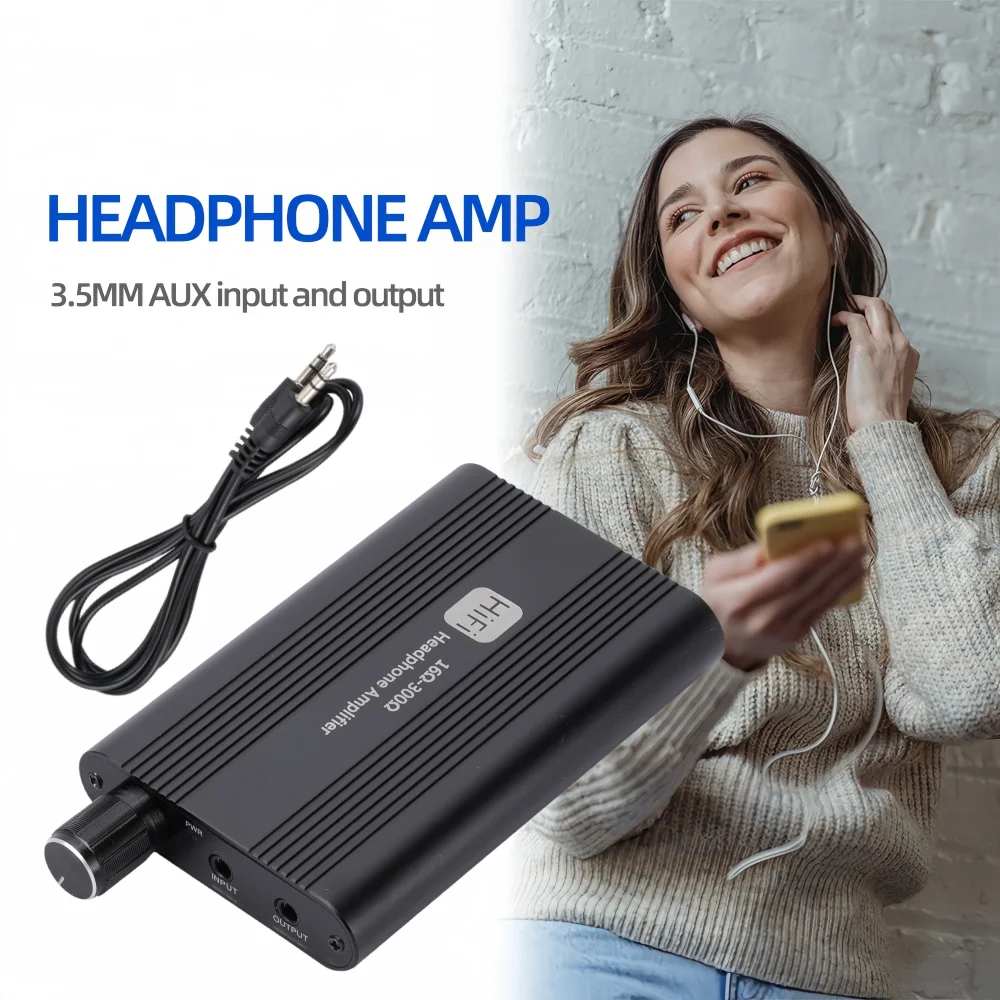 16-300Ω HiFi Headphone Amplifier Portable 3.5mm AUX Audio Receiver Music Player Earphone Amplifier For Phone With 3.5MM Cable