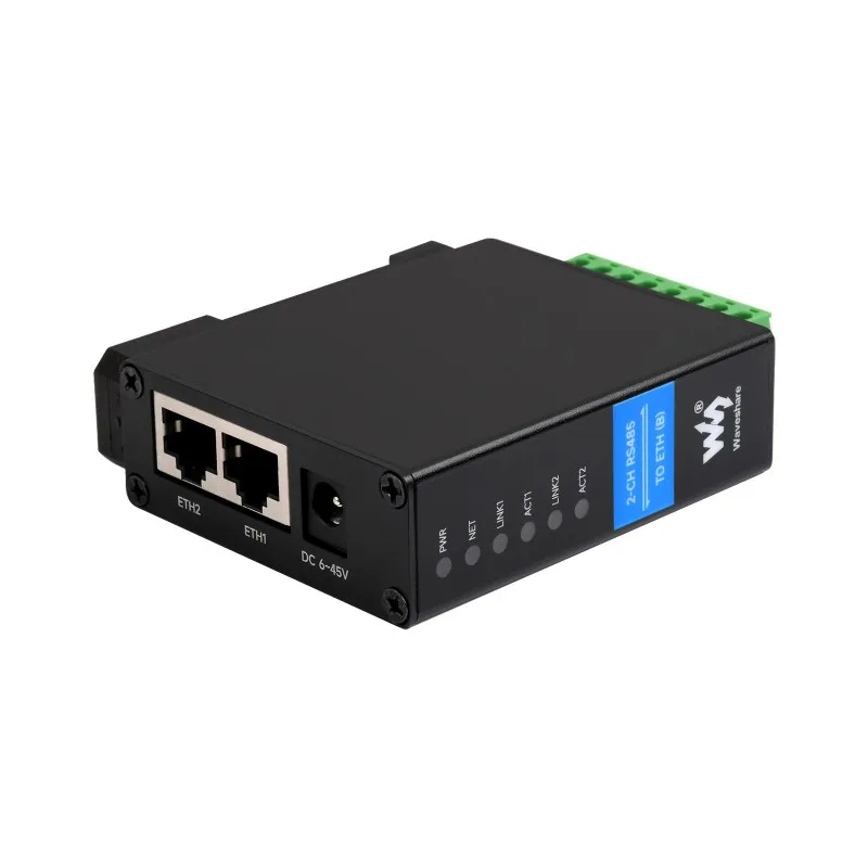 منافذ Din Rail 2 قنوات RS485 إلى RJ45 Ethernet الخادم التسلسلي modbus بوابة PoE اختياري تشغيل القنوات المزدوجة إيثرنت مزدوج