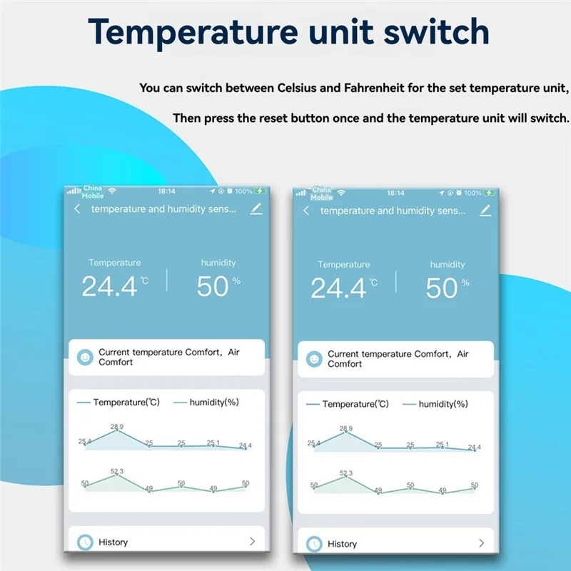 A003 Sensor Wireless Connectivity User-Friendly App Smart Wifi Temperature And Humidity Sensor For Home Iot Device