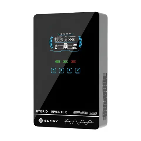 Sumry 4KW 120V Şebeke Dışı Solar İnvertör 24V 140A 5600W MPPT Şarj Cihazı Saf Sinüs Dalgası Ev Tipi İnvertör 6.25 İnç LCD Ekran