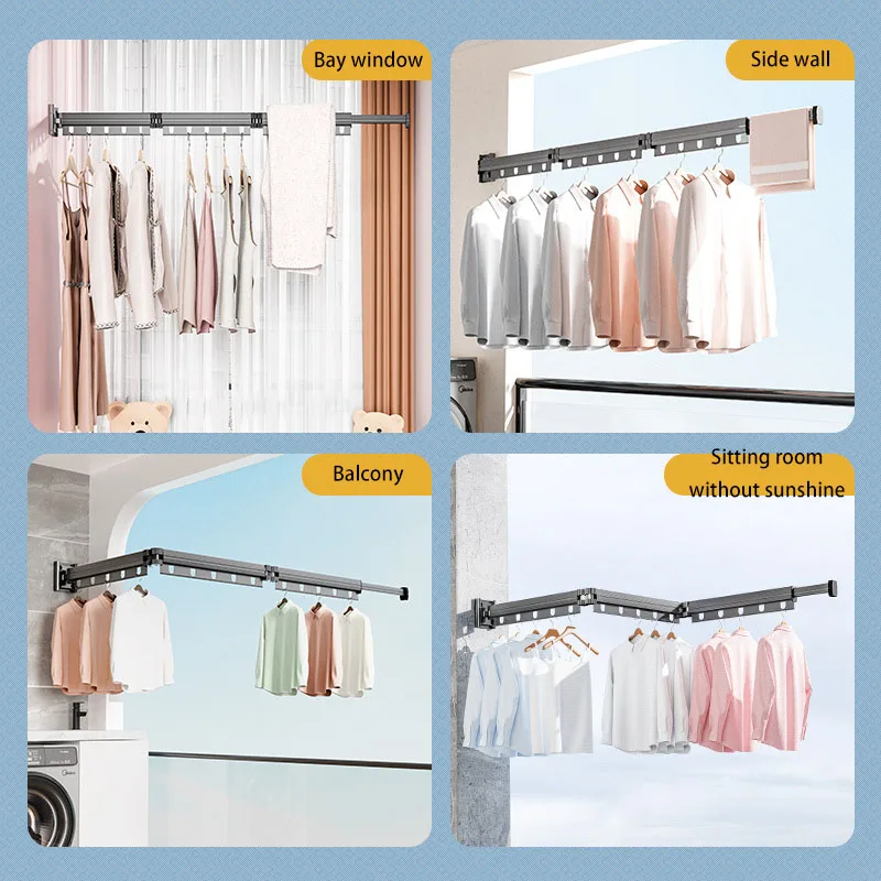 Aluminum Alloy Folding Drying Rack, Clothes Drying Rack,  Wall-mounted Collapsible Drying Rack, Space Saver Clothes dryer