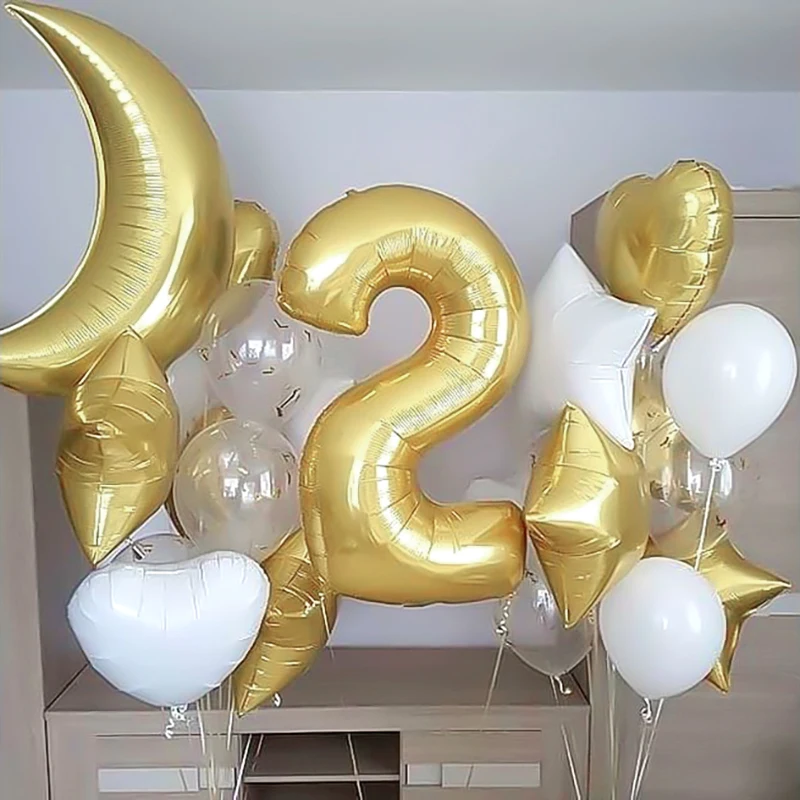 

40inch Big Size Gold Number Balloon Digit Figure Foil Balloons Birthday Wedding Party Decor Supplies Kid Boys Toys Baby Shower