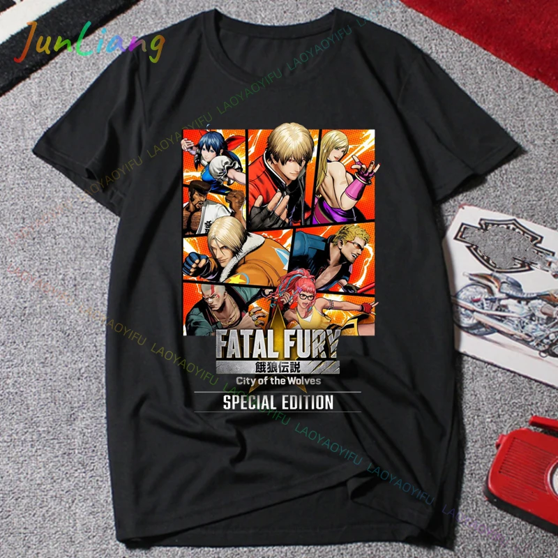 Fatal Fury City of The Wolves Retro Fighting Game Fan Gift Top Y2k Clothes for Women Pure Cotton Woman Clothing T-shirts Goth