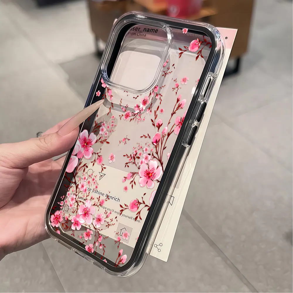 Langlebige, niedliche Pfirsichblüten-Handyhülle für Galaxy A57 A37 A55 A54 A35 A36 A15 A16 S23 S24 S25 S22 FE S26 Ultra Plus, transparente Hülle – Detail 8