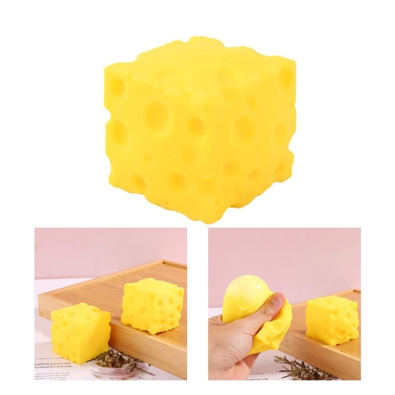 

77HD Lovely Unbreakable Cheese Mochi Toy for Men Women Yellow Cheese Maltose Toy Prize for Students