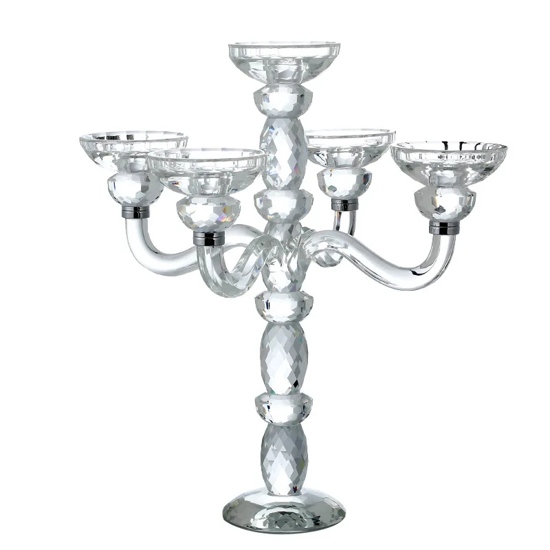 

European-style five-headed crystal glass candle holder, romantic dinner