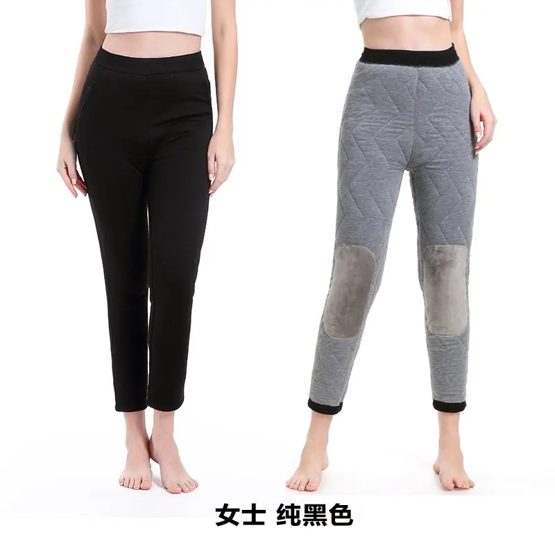 Cotton pants for men and women, winter with added fleece and thickened outer layer, leggings for adults to keep warm