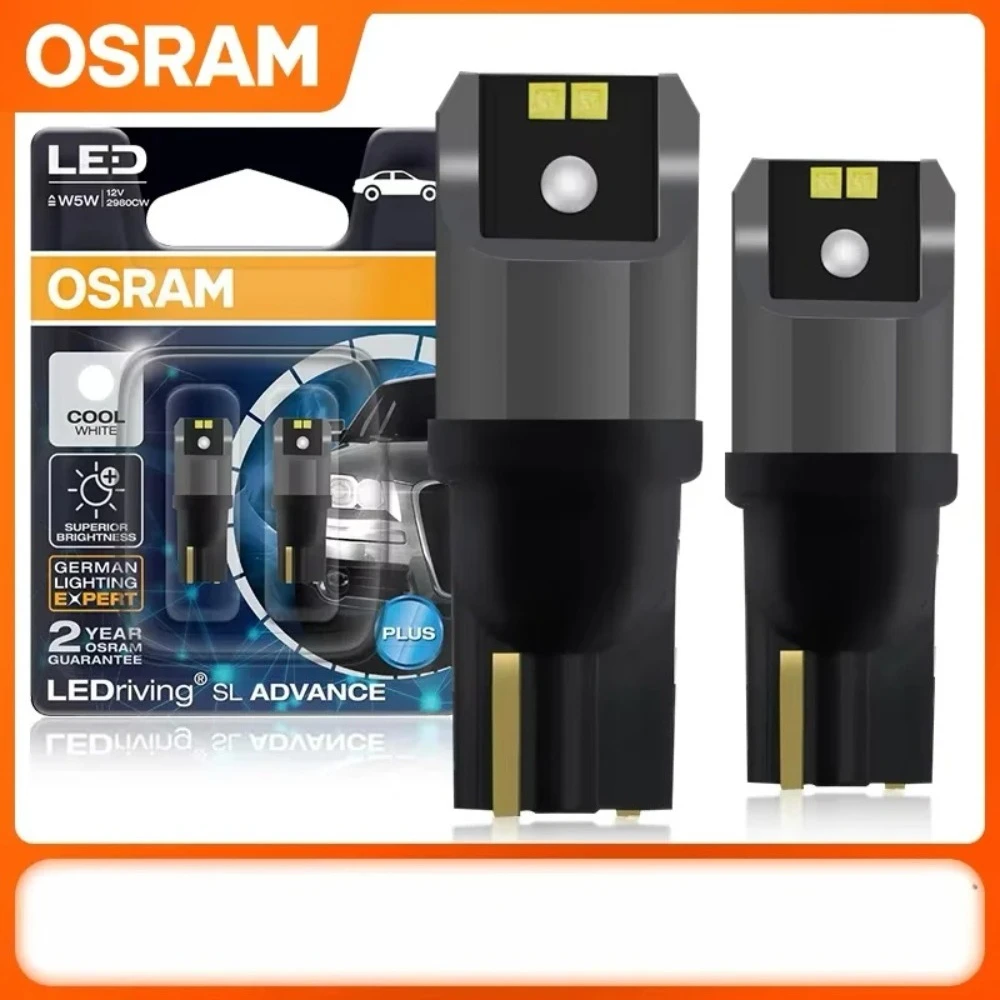 OSRAM LED T10 6000K W5W 194 LEDriving SL Advance 6000K White Car Reading Bulbs Door Lamps Interior Light 12V 1.5W 2980CW, Pair