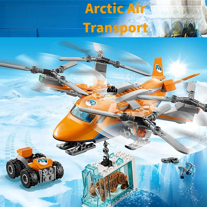 Compatibele sets bouwstenen uit de stadsserie 60193 Arctic luchtvervoer Helikopter poolvervoer vliegtuigen kindercadeaus
