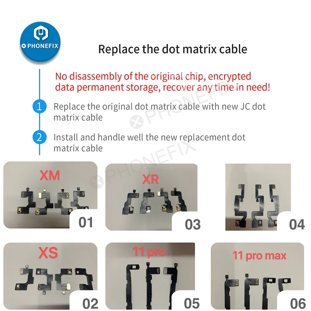 JC Dot Matrix Cable For iPhone Face ID Fix X/11/11P/11PM/12/12P/12PM /13/13Mini/14/14PROMAX Dot Matrix Face ID Repair Flex Cable