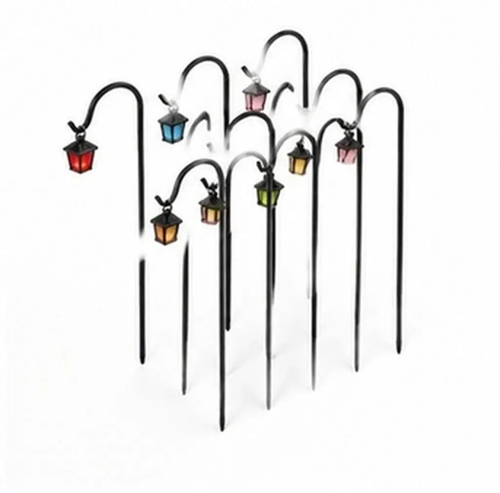 14Pcs Glow in Dark Garden Lantern Stakes Mini Vintage Fairy Garden Accessories Miniature Outdoor Resin Decorative Lantern