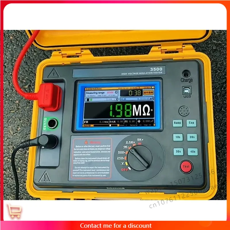 High Voltage Rechargeable Lithium Battery Insulation Resistance Tester 10KV 5Tohm 5mA High Accuracy Megohmmeter