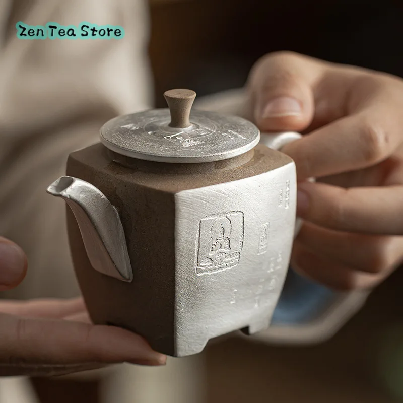 Hand-burned Zen Teapot Single Pot Household Ceramic National Tide Tea Infuser Tea Pot Kung Fu Tea Set