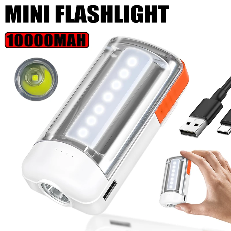 10000Mah Ultra Grote Capaciteit 2-In-1 Led Zaklamp Draagbare Powerbank Snel Opladen Multifunctionele Buitenverlichting