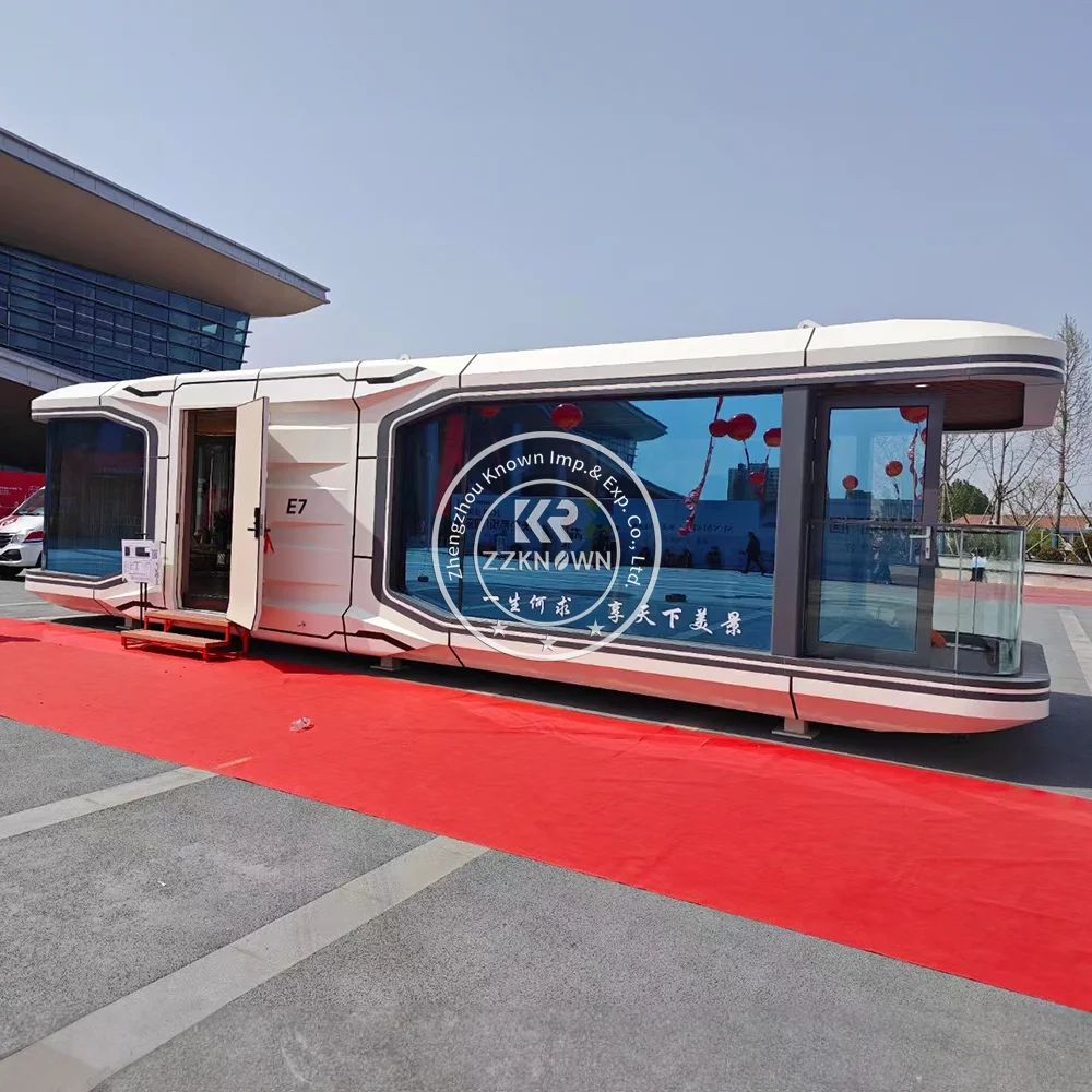 Personalize casa de cápsula espacial pré-fabricada móvel inteligente à prova de vento para hotel, sala de estar, luxo, praia, villa