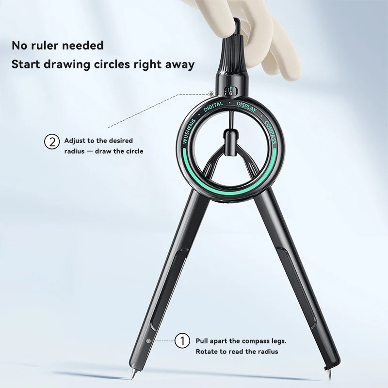 Drawing Circle Compass Press Student Multi-function Digital Display Panel Compass Precision Drawing Circle Gauge School Supplies