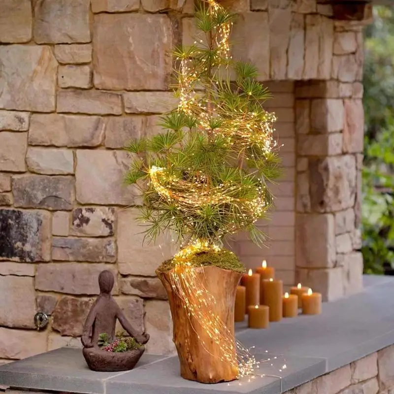 Luces centelleantes en cascada para árbol, luces en cascada, luces en cascada, iluminación ambiental de 9,8 pies, luces impermeables para árbol de Navidad