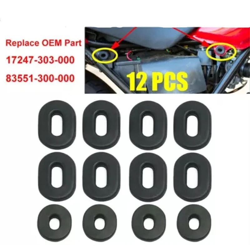 12pcs Side Cover Panel Rubber Grommet Kit Motorcycle Rubber Pad Cushion Edge Cover 83551-300-000 For Honda CB/CL/SL/XL100 CB/CT