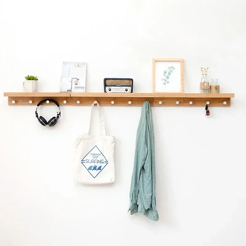 Creative one-line partition wall hanging wall bamboo hook storage shelf wall shelf storage