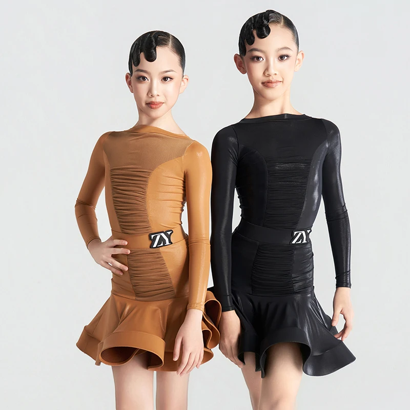 2025 Kids Professional Dancing Clothes For Girls Ballroom Dance Competition Dresses Child Rumba Latin Dance Costume SL14518