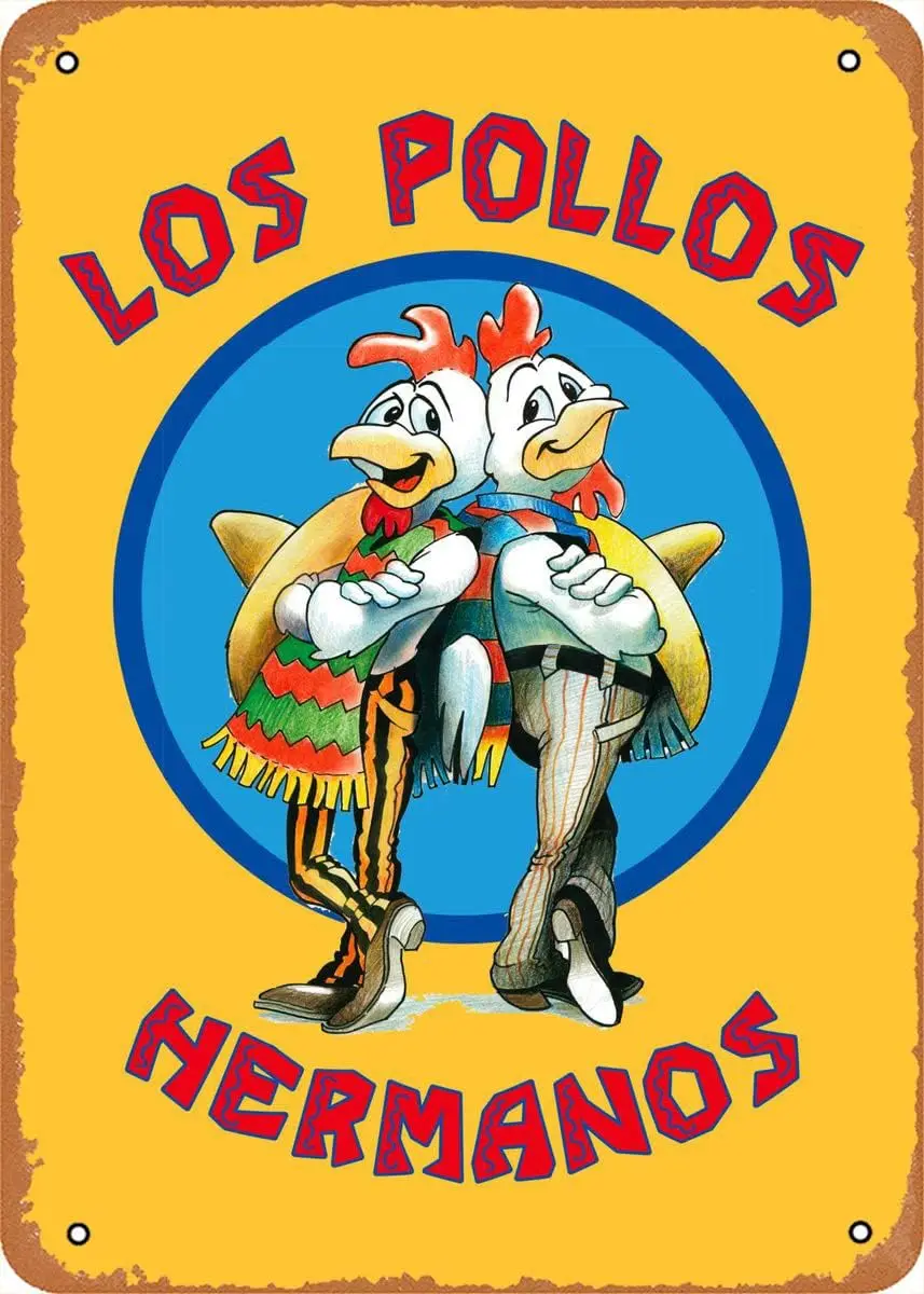 Movie Poster Retro Metal Sign Los Pollos Hermanos Inspiration Text Art Wall Art Decor Tin Sign-8X12Inch sign