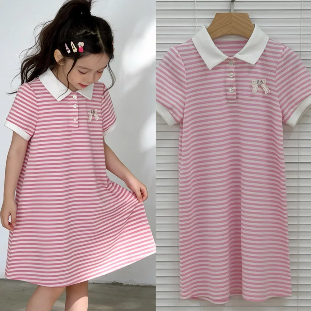

summer dress kids girl clothes girls dress 100% cotton Striped straight tube dress College style sweet and beautiful kids dress
