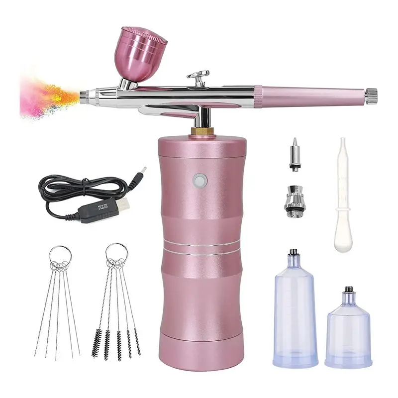 【AA86】Air Brush Kit With Air Compressor, Upgraded 7.4V 34PSI Air Brush Spayer Rechargeable Portable Cordless Air Brush