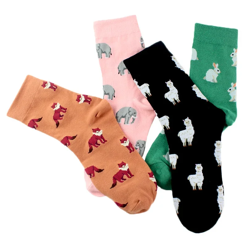 

New Women Socks Funny Casual Harajuku Kawaii Animal Flower Fruit Printed Tide Sox Dropshipp Cotton Spring Autumn Happy Носки