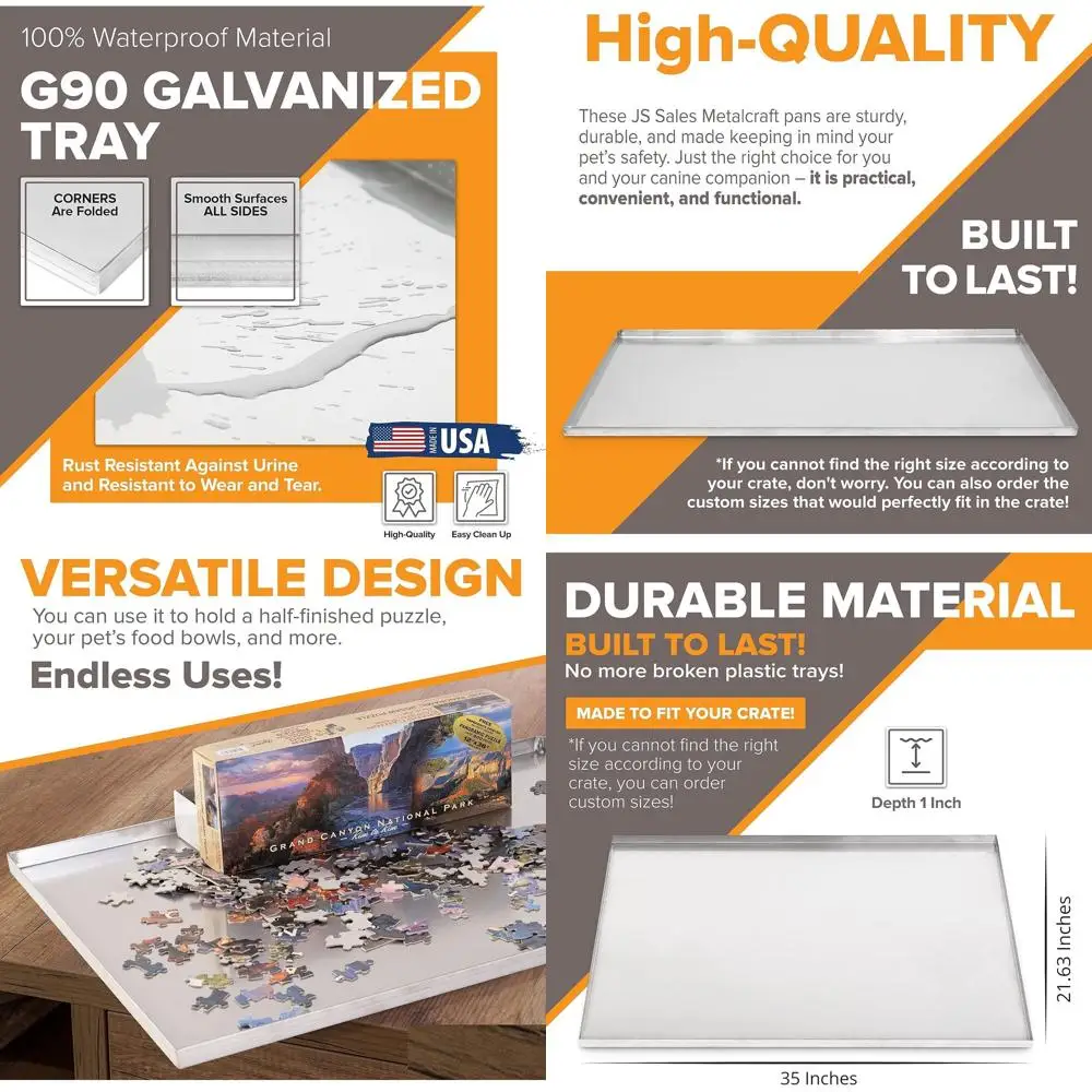 

Оцинкованный металлический лоток для собачьей клетки, 35 x 21.63, высота 1 фут, для питомников и дрессировки