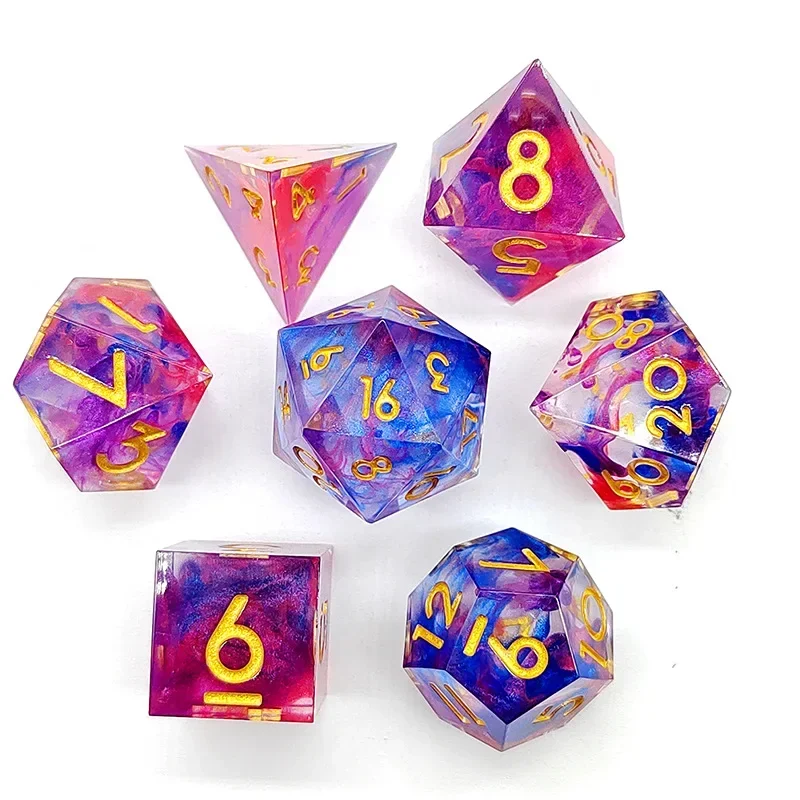 7pcs/set Fantasy Mixed Color Dice Polyhedral Digital Dice Set for DND TRPG Party Entertainment Board Tabletop Game Dice