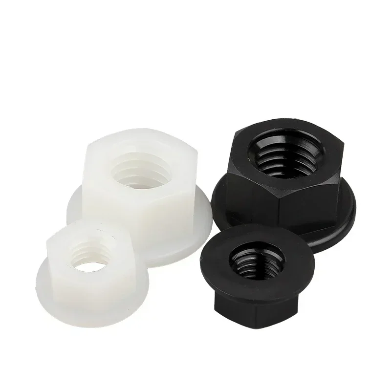 yes500PCS/Lot M3 M4 M5 M6 M10 Black White Nylon Nuts Plactic Polycarbonate Flange Nuts