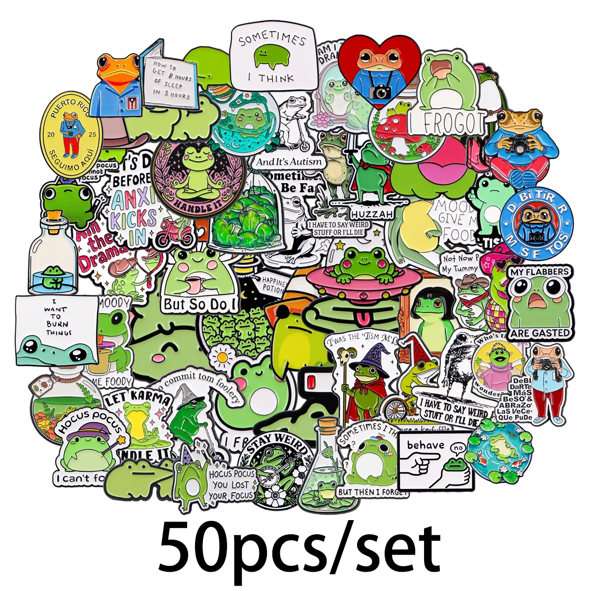 50pcs Mix Wholesale Cute Frog Enamel Pins Set Animal Brooches for Backpacks Cartoon Badges for Frog Lover